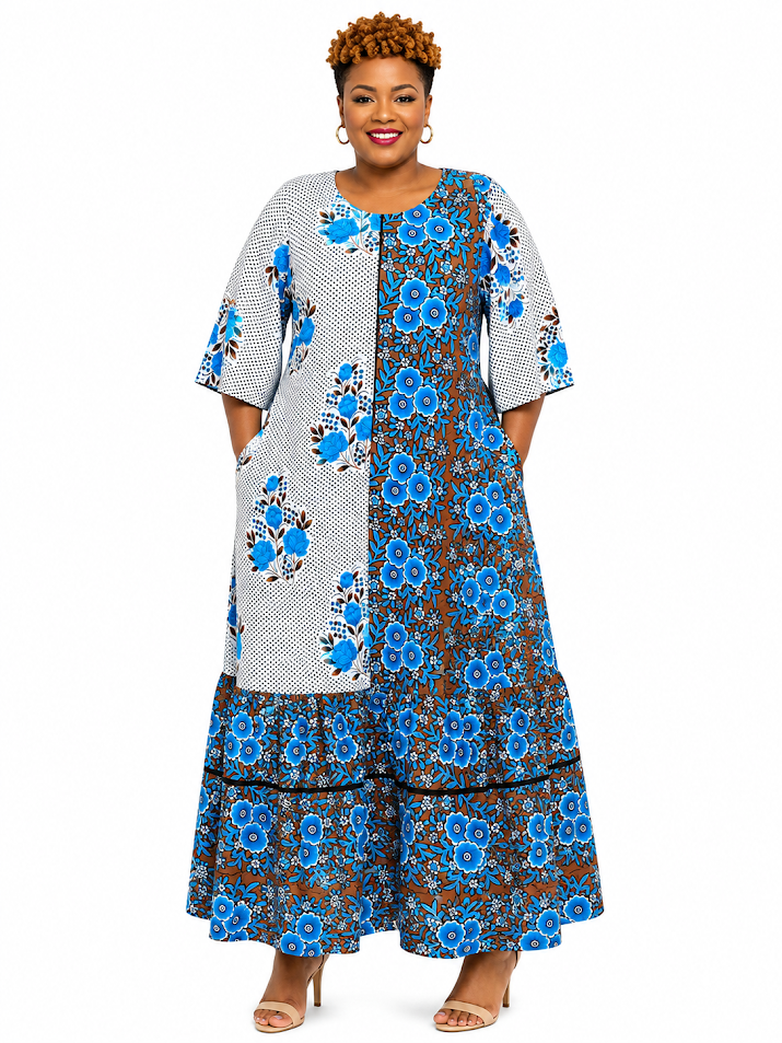 Tanzania Khanga Summer Dress With Pockets- Free Size Designed and Hadmade by Silvia Kinjui Oisso