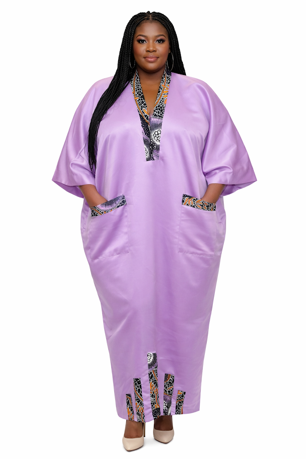 Handmade one of a kind Satin with Ankara Touch Dress Size XL3-XL5