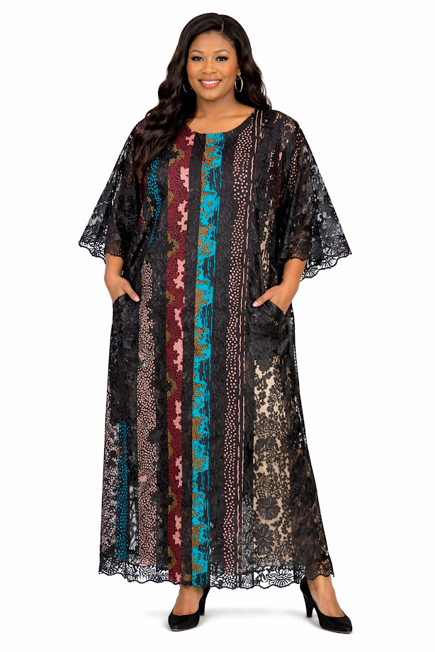 One of a Kind Handmade Ankara & Lace Dress Free Size