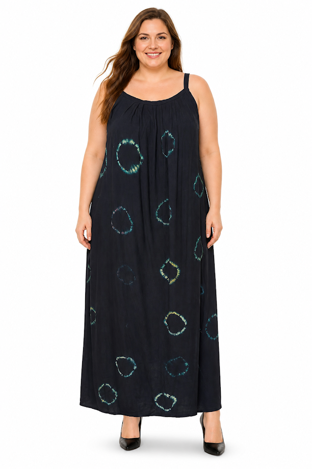 Tanzania One-of-a Kind One Size Organic Handmade Soft Viscose Batik & Tailor-Made Summer Dress with Pockets