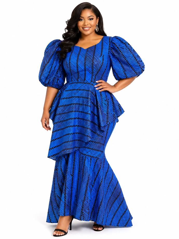 One of a Kind Handmade Fitted Ankara Dress with Lining Size XL for Special Occasion