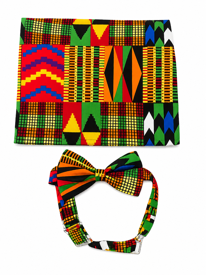 Classic Handmade Adjustable Ankara Bowtie and Pocket Square by Ester Ephraim Hanai - Dar-Es-Salaam, Tanzania