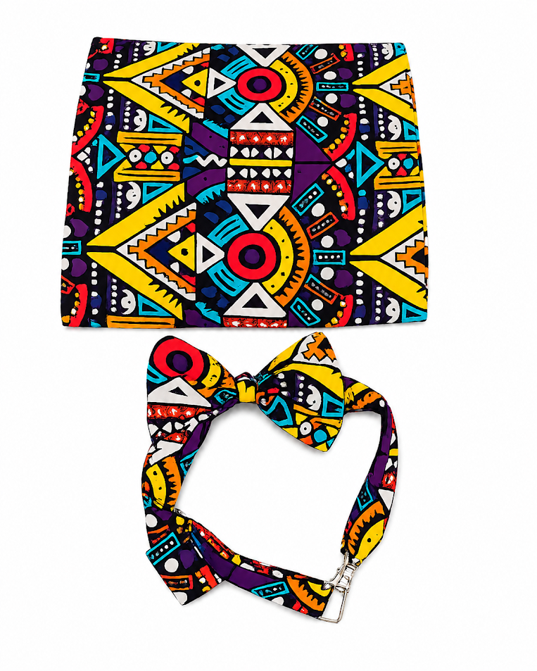Classic Handmade Ajustable Ankara Bowtie and Pocket Square by Ester Ephraim Hanai - Dar-Es-Salaam, Tanzania