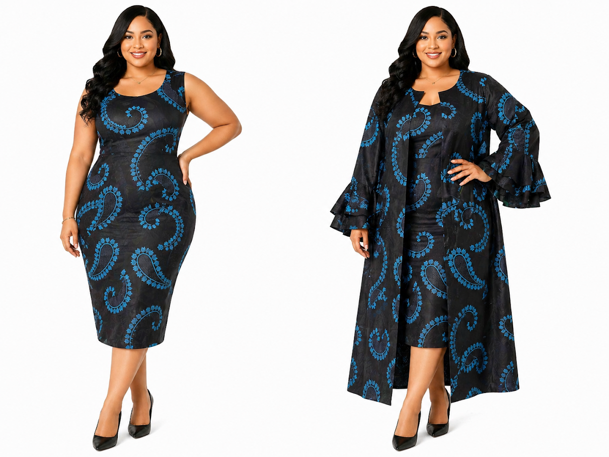 One-of-a-Kind Handmade Fitted Brocade Dress with Lining and Matching Jacket Size 2XL for Special Occasion