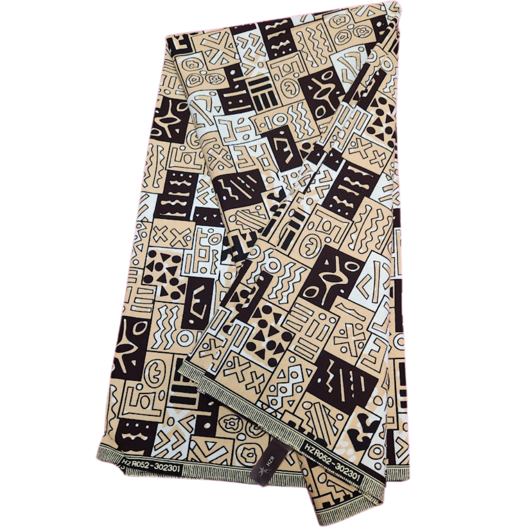 AfricanWaxPrint_Kitenge-Ankara_Black_White_Tan