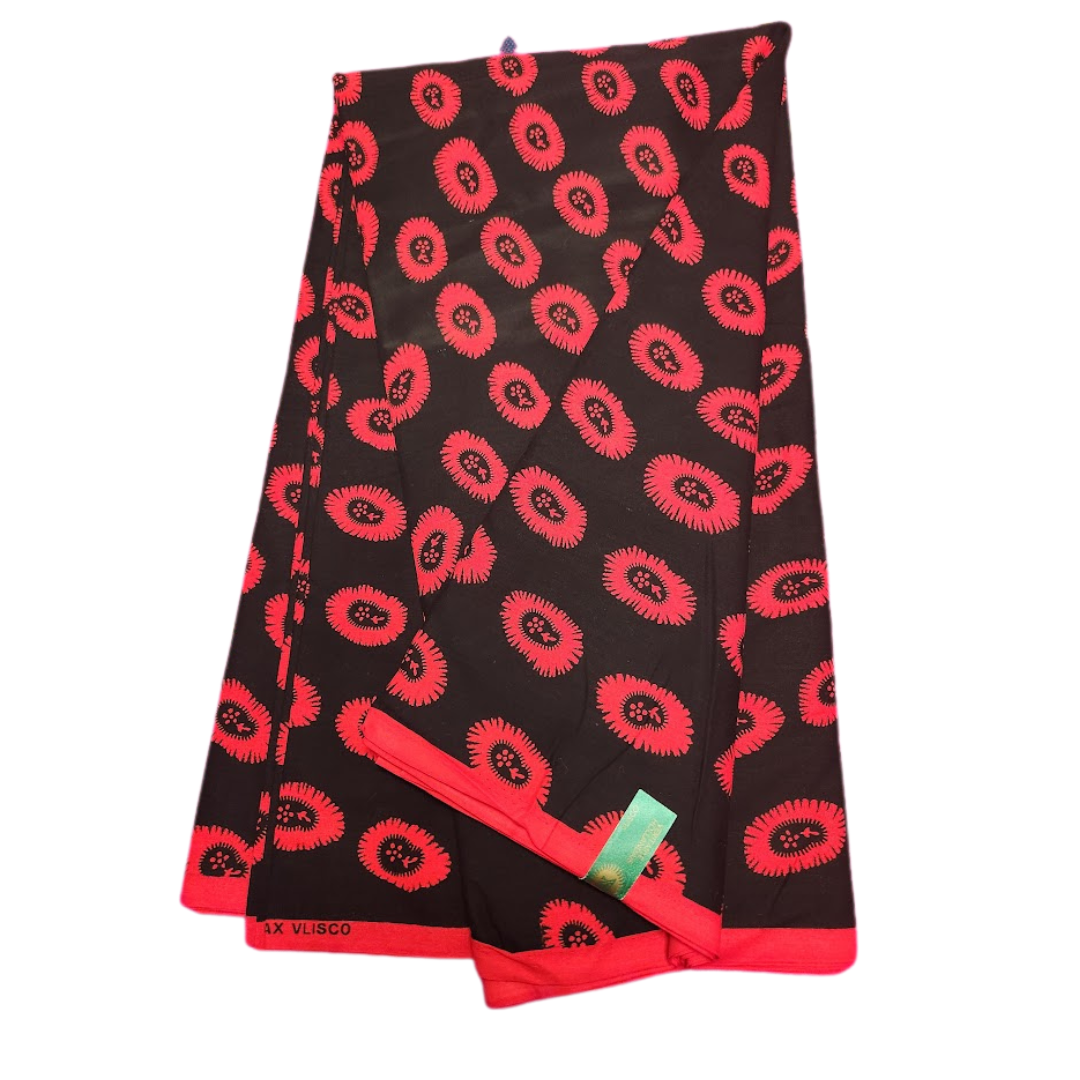 African_Wax_Print_Kitenge_Ankara_Black_Red_Pattern