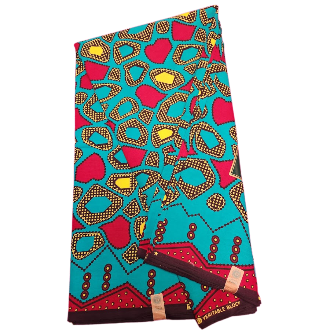 Analyzing image African_Wax_Print_Kitenge_Ankara_Light_Blue_Red_Yello