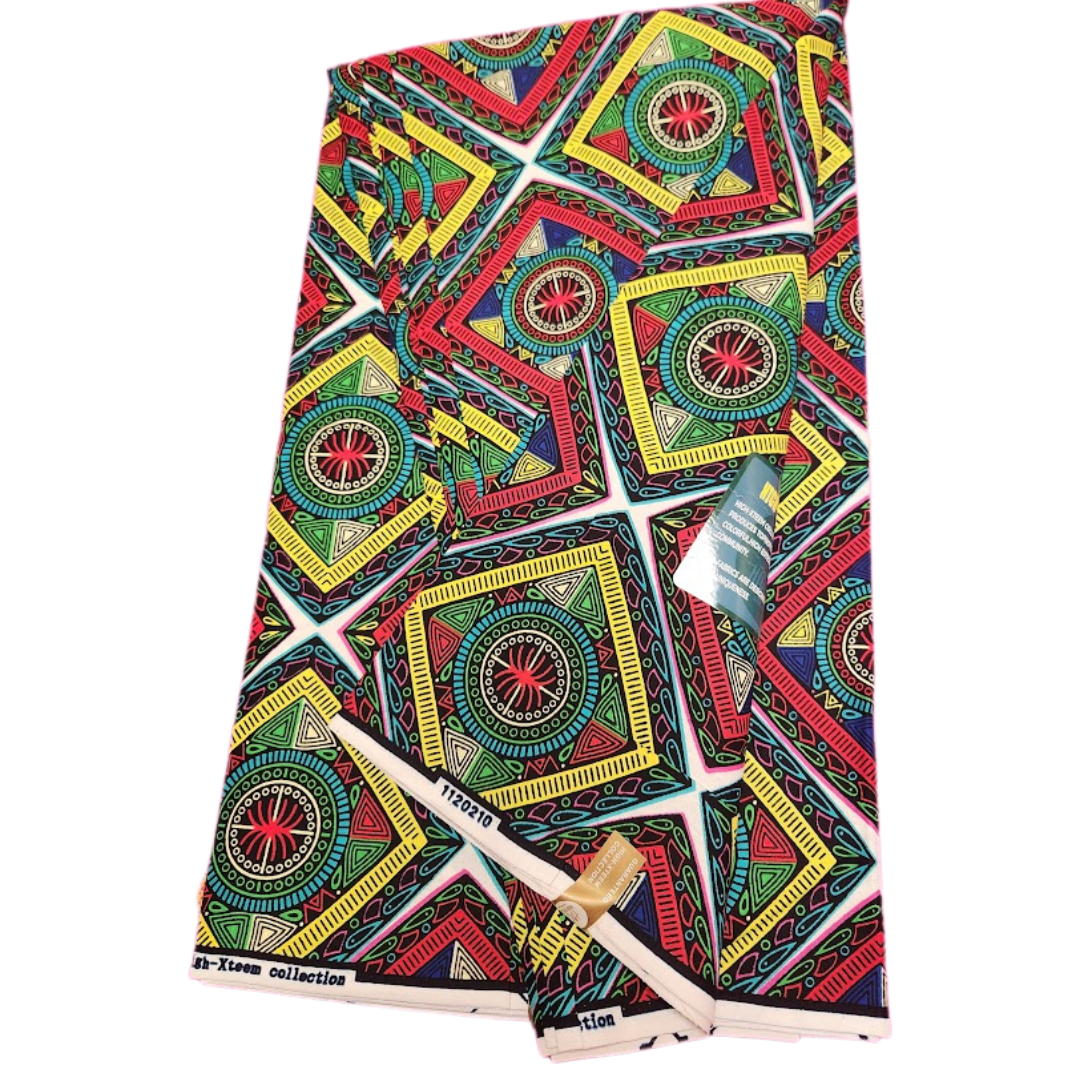 African_Wax_Print_Kitenge_Ankara_Red_Green_Yellow_Pattern