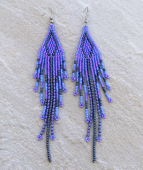 Beaded Earrings Mkuze Lilac Blue Metallic