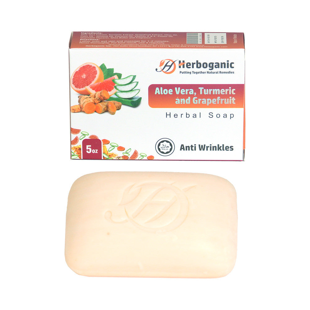 Herboganic: Aloe Vera, Turmeric and Grapefruit Herbal Soap, 5 oz