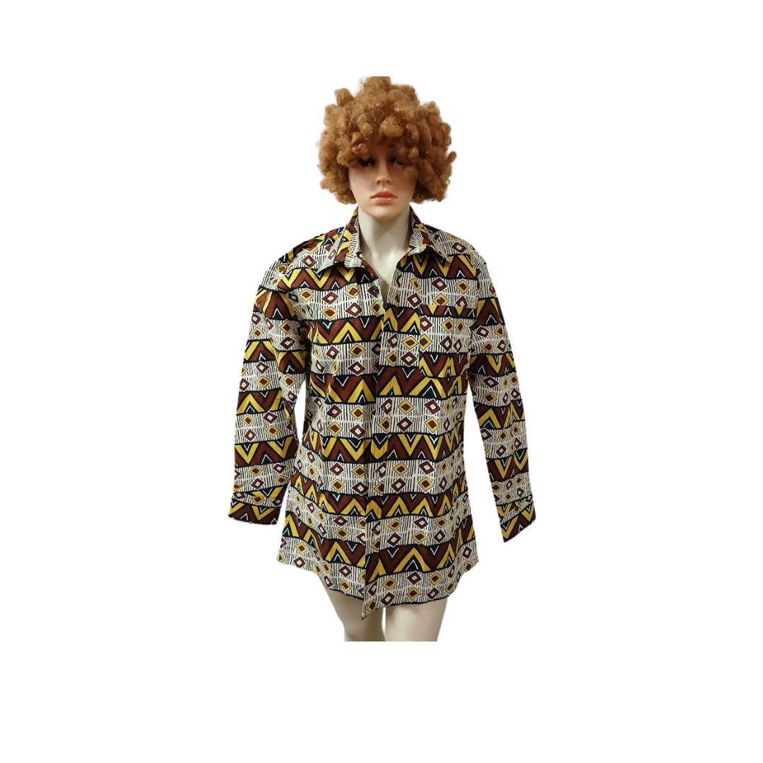 Kitenge Shirt with Collar - L, XL