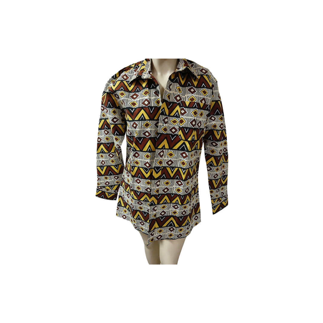 Kitenge Shirt with Collar - L, XL