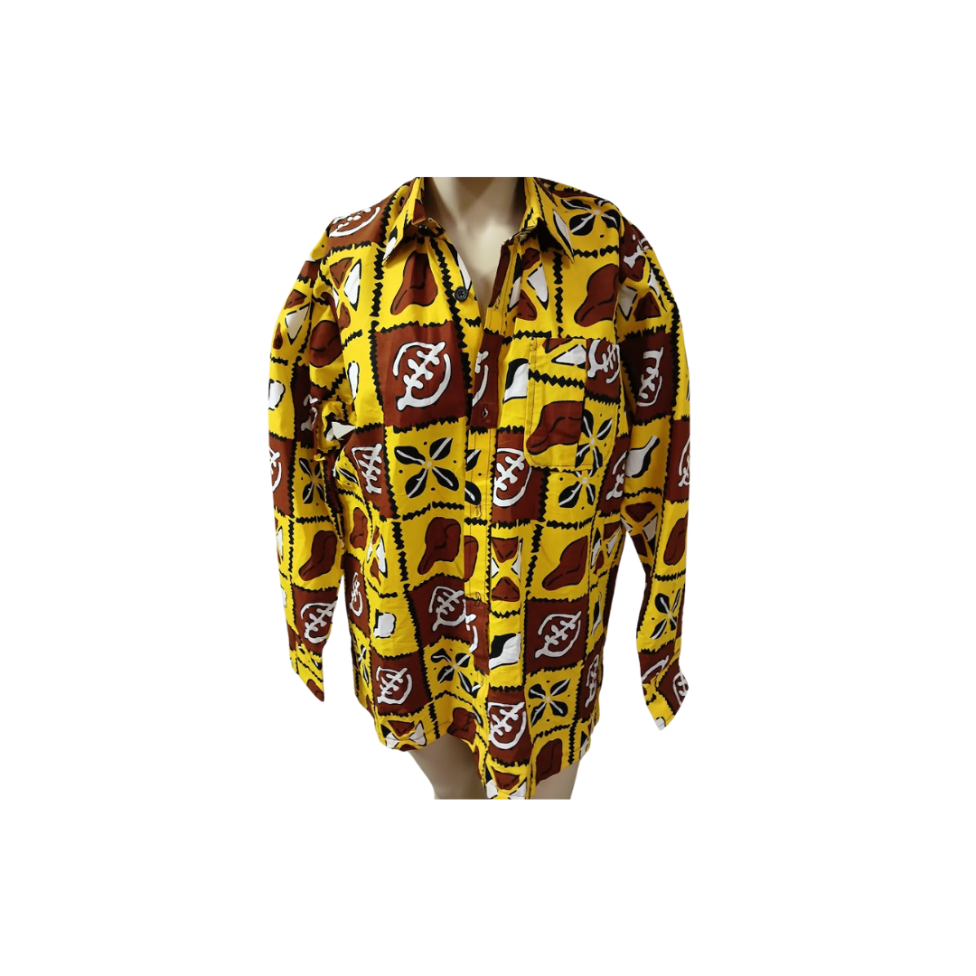 Kitenge/Ankara Long Sleeve Shirts with Collar