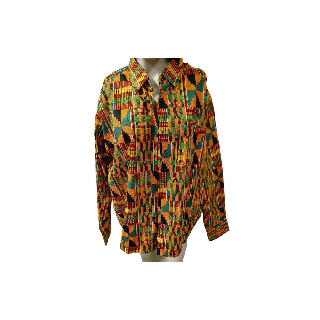 Kitenge/Kente Long Sleeve Shirt - L, XL