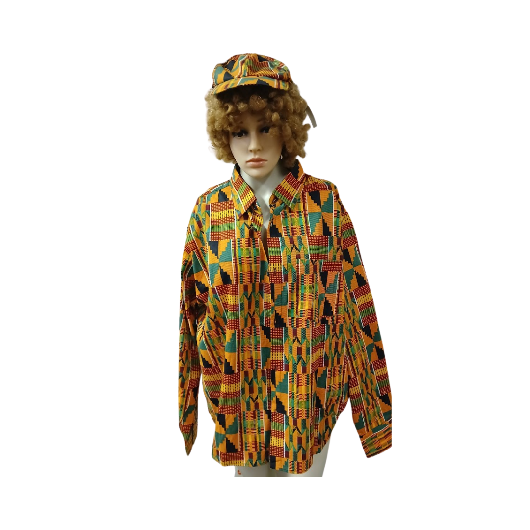 Kitenge/Kente Long Sleeve Shirt - L, XL