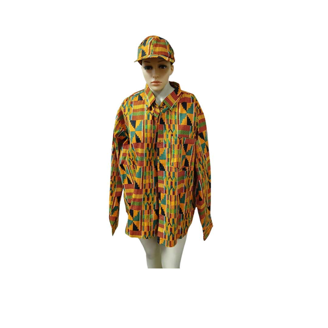 Kitenge/Kente Long Sleeve Shirt - L, XL