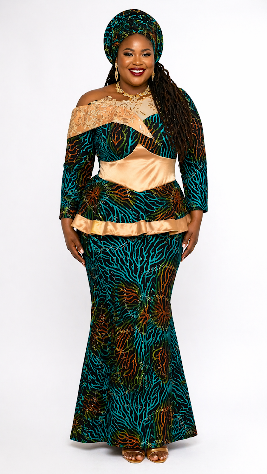 One of a Kind Handmade Fitted Ankara Dress with Lining Size 2XL for Special Occasion