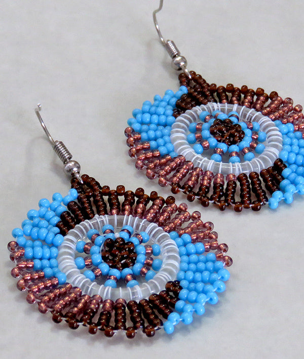 Circle Earrings Aqua Copper Chocolate : Shop @Mchete's African Treasures