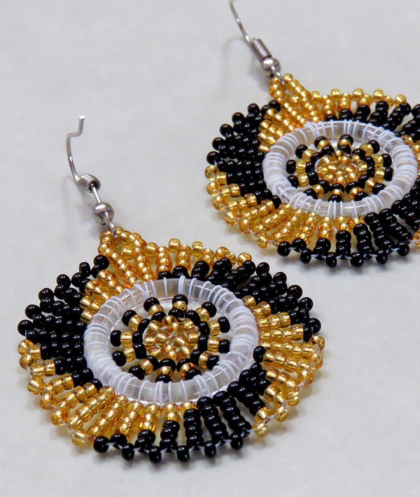 Circle Earrings Gold Black