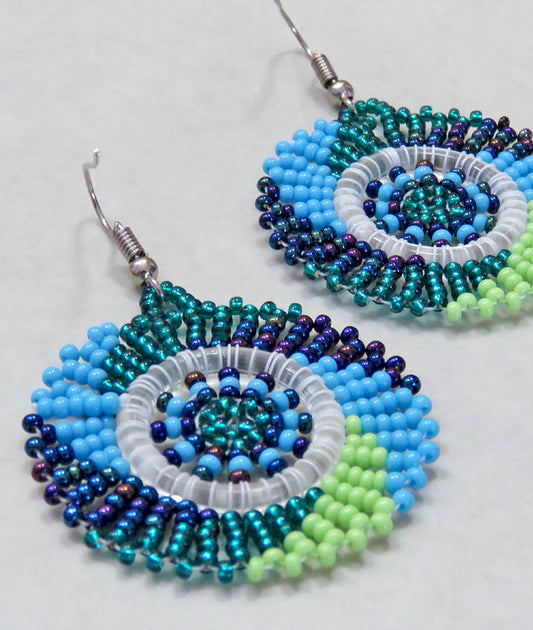 Circle Earrings Lime Navy Blue Jade