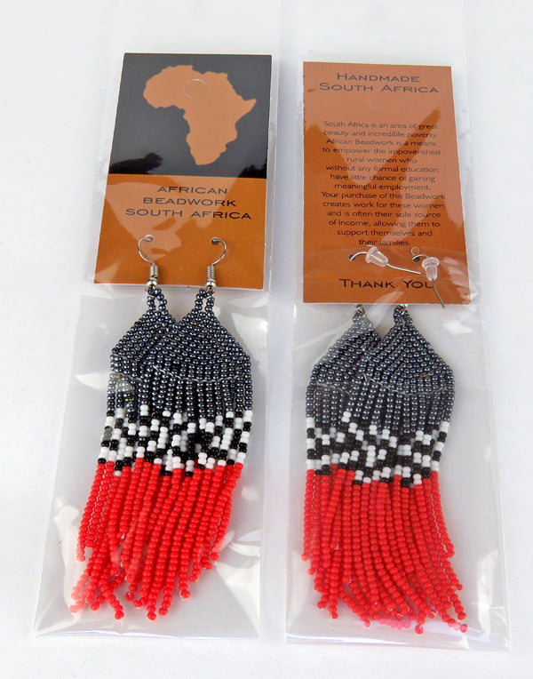 African Beaded Earrings Londolozi Red