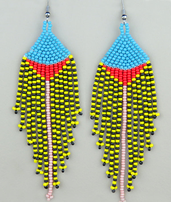 African Beaded Earrings Long Tassel Timbavati