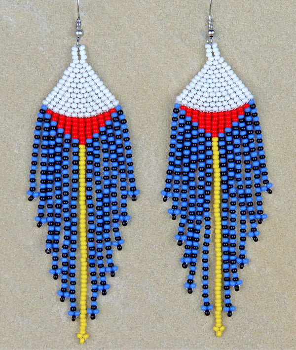 African Beaded Earrings Long Tassel Timbavati.