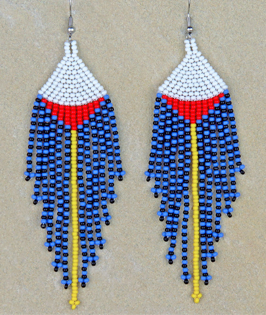 African Beaded Earrings Long Tassel Timbavati.