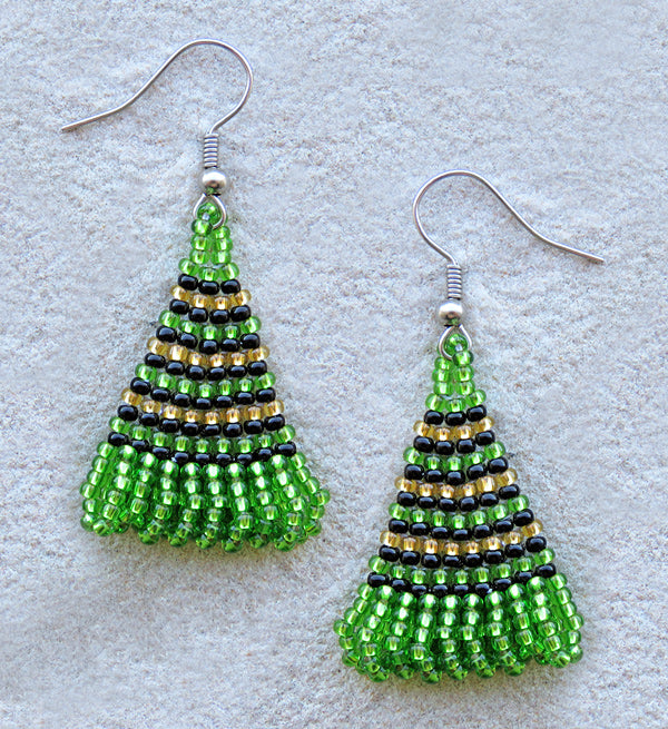 African Beaded Earrings Zulu Triangle.