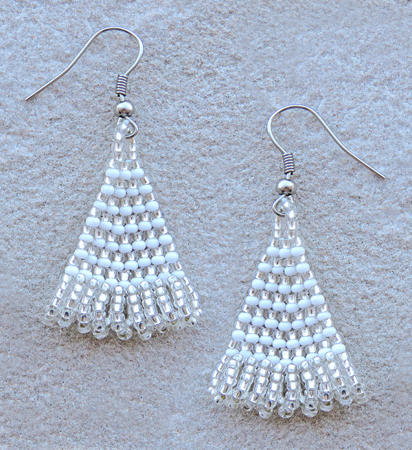 African Beaded Earrings Zulu Triangle.