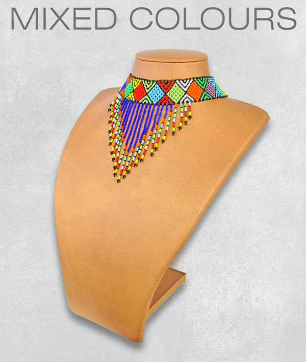 Beaded Necklace Choker Tassel Yellow