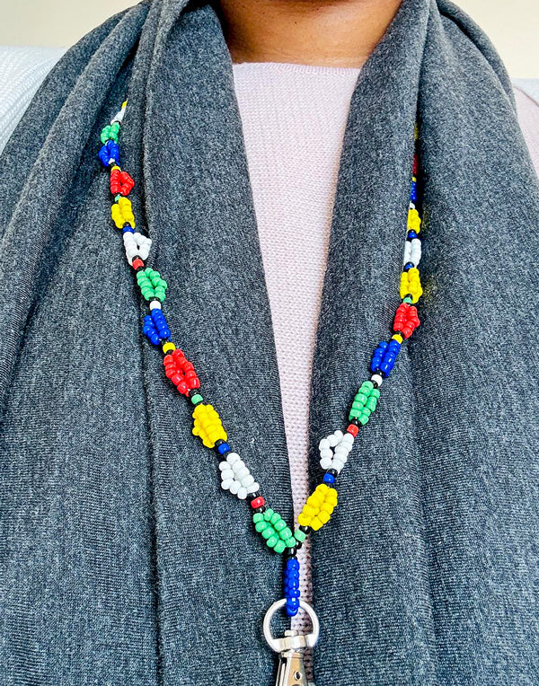 Beaded SA Flag Rainbow Lanyards