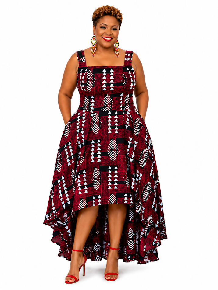 One of a Kind African Handmade Dress for Special Occasion - Lined- No Pockets