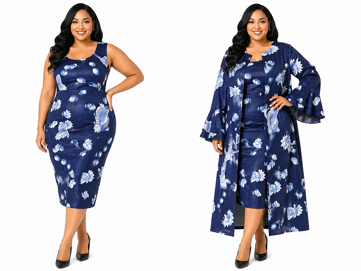 One-of-a-Kind Handmade Fitted Brocade Dress with Lining and Matching Jacket Size 2XL for Special Occasion