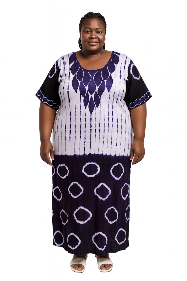 One-of-a Kind Organic Hand- Soft Made Batik & Tailor-Made Attire - Embroidered with Headwrap - Formal