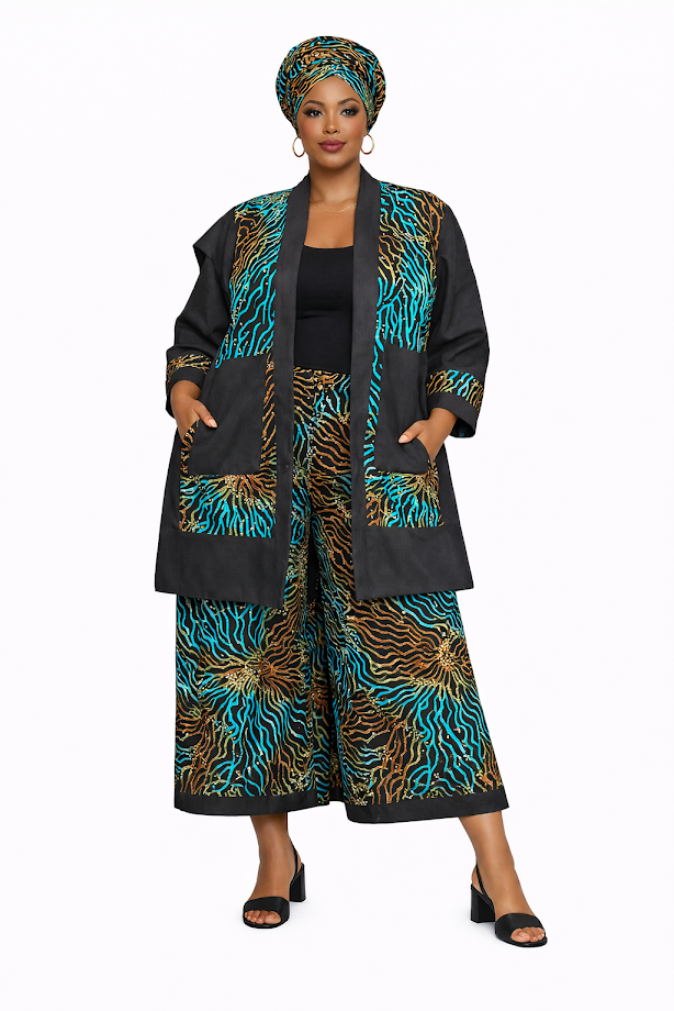 Handmade in Tanzania Dressy Ankara Capri Set - Size XL - 3XL by Silvia Kinjui Oisso