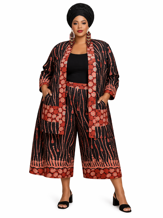 Handmade Dressy Ankara Capri Set - Size XL - 3XL