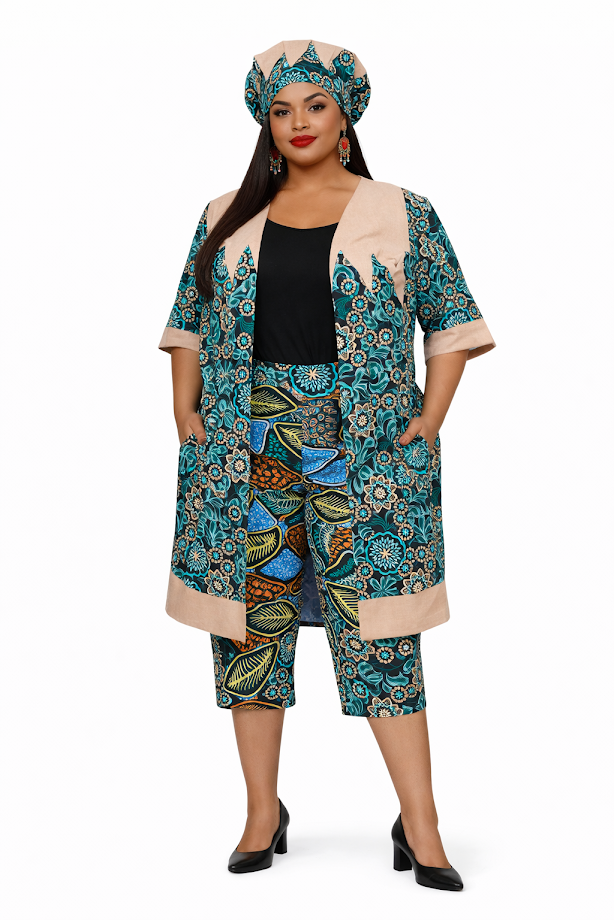 Handmade Dressy Ankara Capri Set - Size XL - 2XL