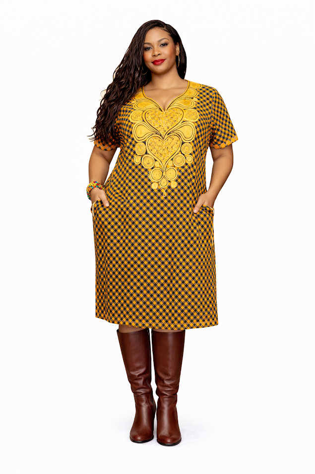 One-of-a-kind Short Embroidered Dress Free Size S to XL - Great for Special Event
