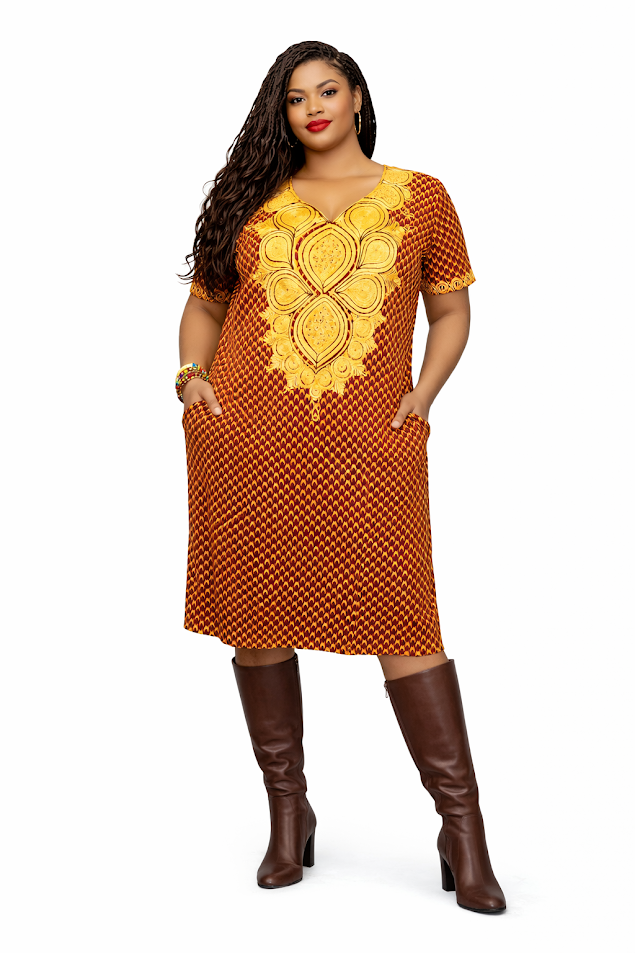 One-of-a-kind Short Embroidered Dress Free Size S to XL - Great for Special Event