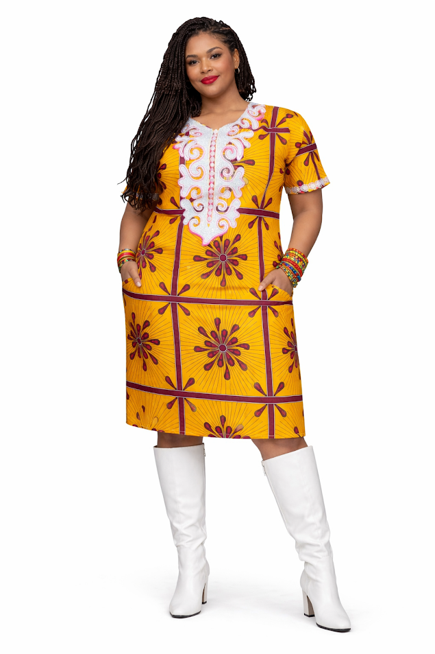 One-of-a-kind Short Embroidered Dress Free Size S to XL - Great for Special Event
