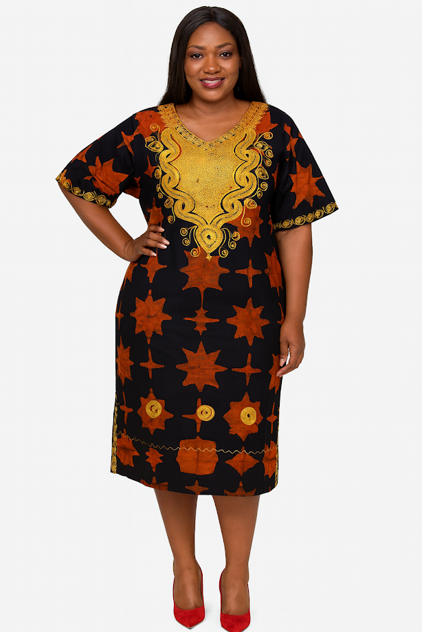 One-of-a Kind Organic Hand-Made Batik & Tailor-Made & Embroidered - Long Formal Attire