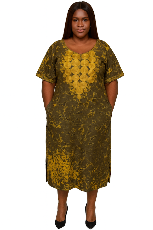 One-of-a Kind Organic Hand-Made Batik & Tailor-Made & Embroidered - Long Formal Attire