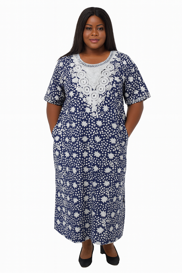 One-of-a Kind Organic Hand-Made Batik & Tailor-Made & Embroidered - Long Formal Attire