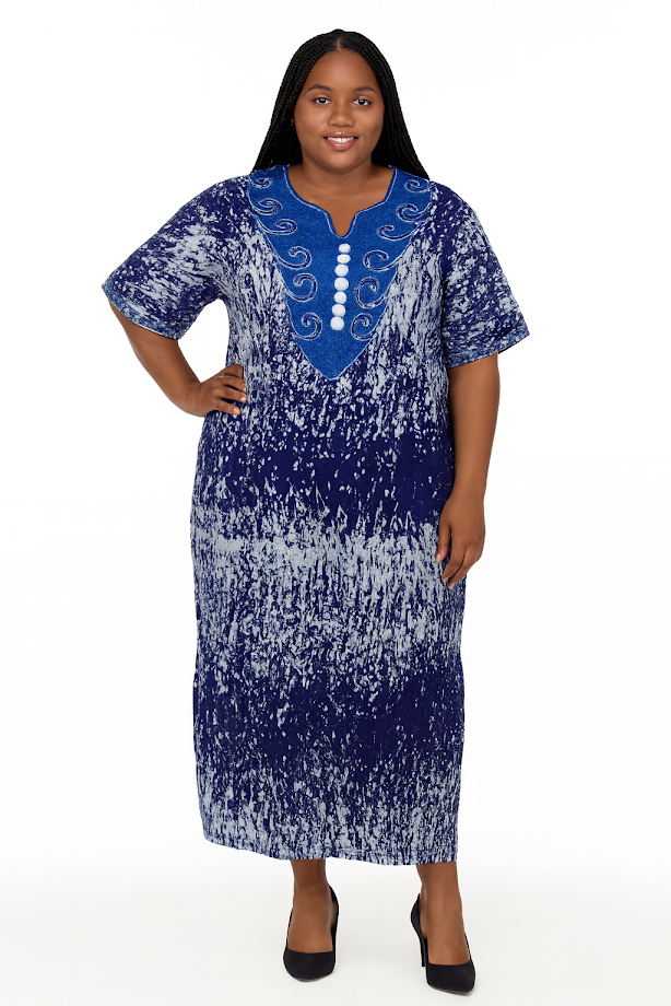 One-of-a Kind Organic Hand-Made Batik & Tailor-Made & Embroidered - Long Formal Attire