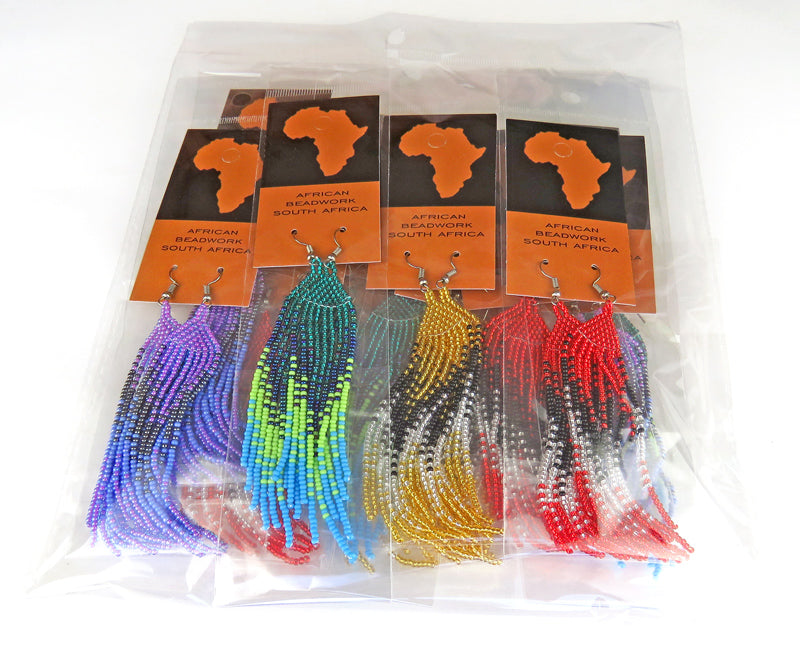 African Beaded Earrings Ilala Design. LIME / NEBULA / AQUA / JADE |Mchete's African Treasures, LLC