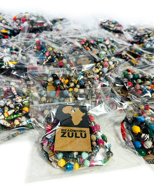 African Paper Bead Necklace