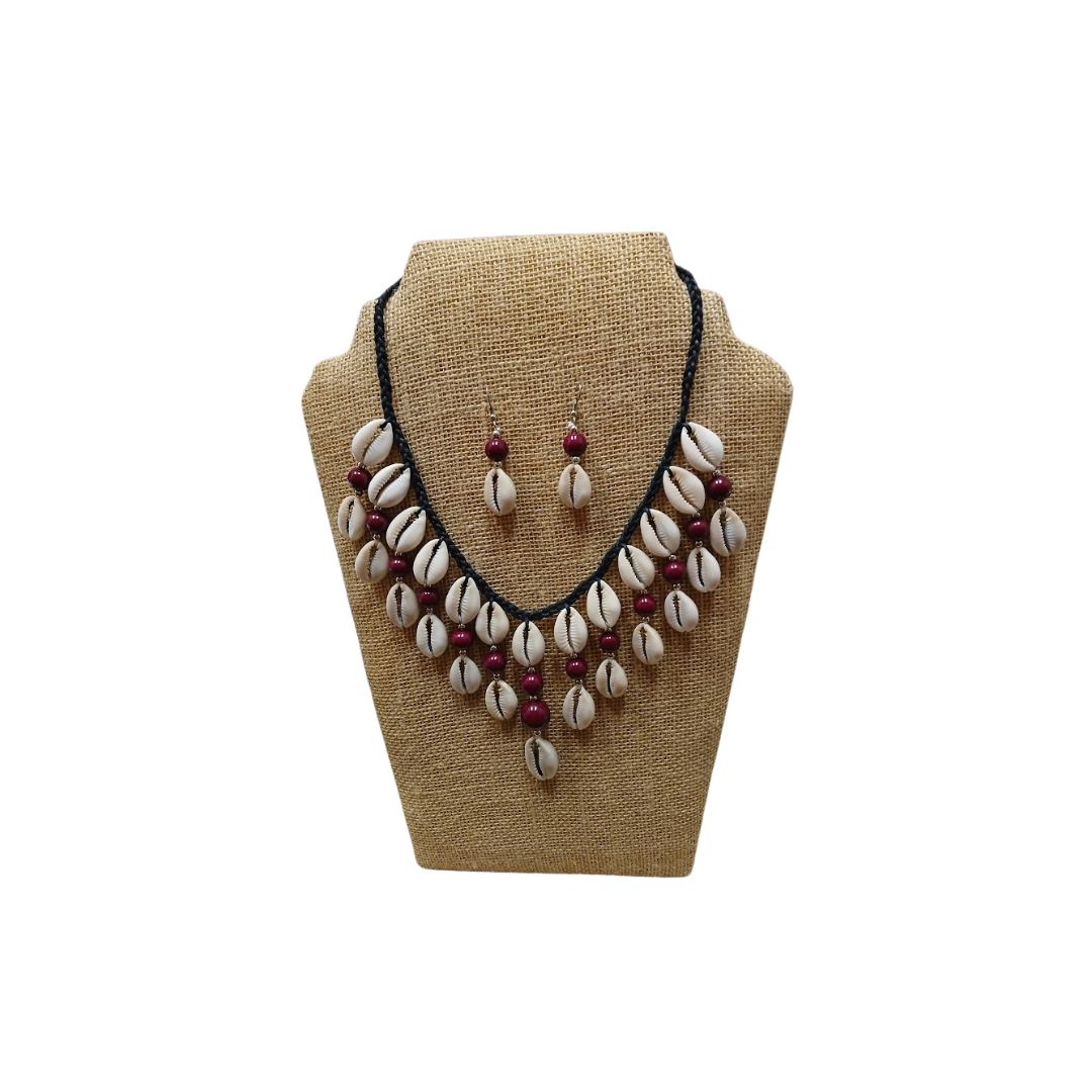 Cowrie Shell Jewelry Set - Dark Brown