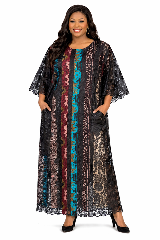 One of a Kind Handmade Ankara & Lace Dress Free Size
