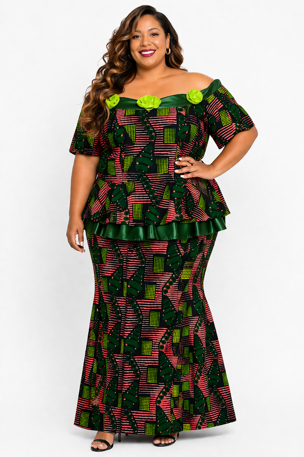 One of a Kind Handmade Fitted Ankara Dress with Lining Size 3XL for Special Occasion
